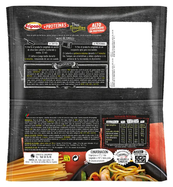 Thai noodles + proteínas Fripozo bolsa 320 g 2