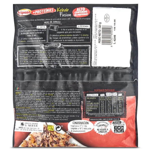 Kebab fusión con arroz y verduras Fripozo 320 g 3