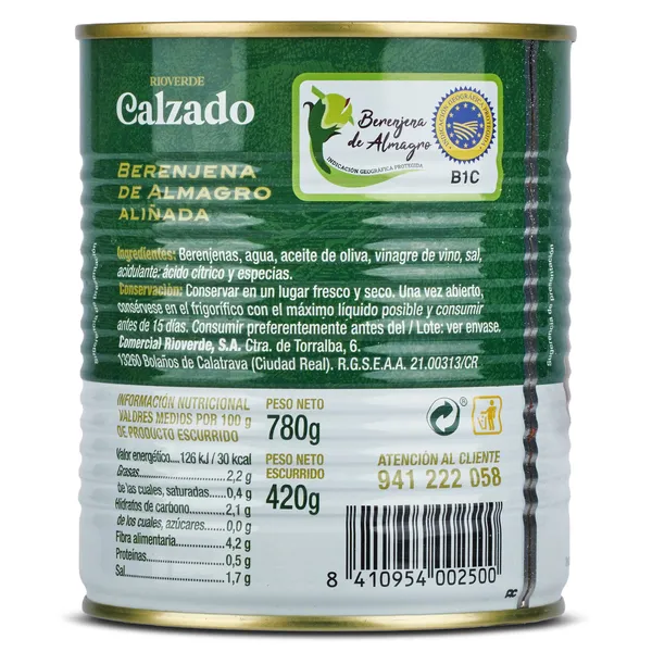 Berenjena de almagro aliñada Calzado lata 420 g 2