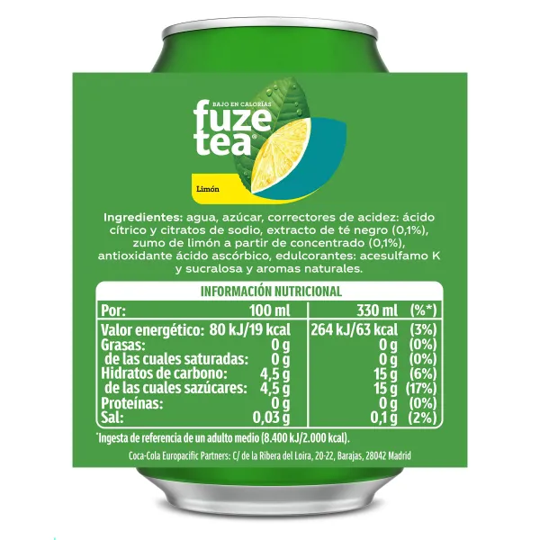 Fuze tea de limón pack 24 x 330 ml 3