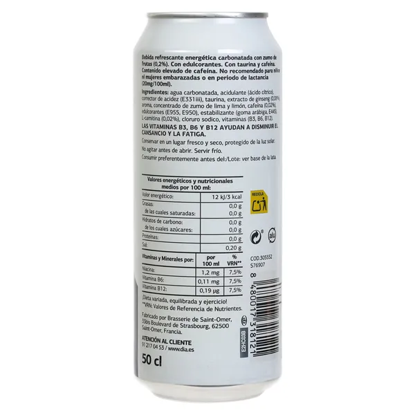 Bebida energética cítrica zero Dia El diablo 500 ml 3