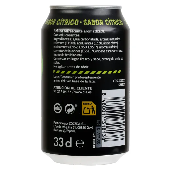 Refresco de cola zero sabor cítrico Dia Hola Cola 330 ml 4