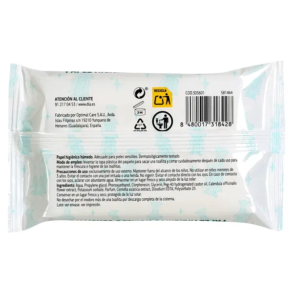 Papel higiénico húmedo sensitive Dia La Llama 15 unidades 3