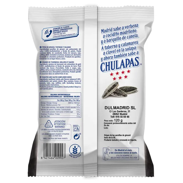 Pipas saladas Chulapas bolsa 110 g 2