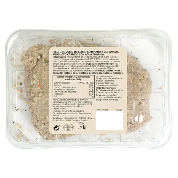 Lomo de cerdo empanado Selección de Dia 450 g aprox. 5