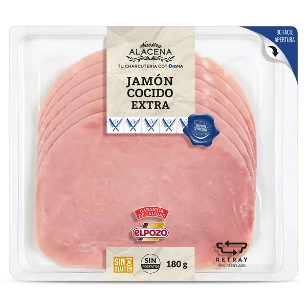 Jamón cocido extra Dia Nuestra Alacena 180 g 2
