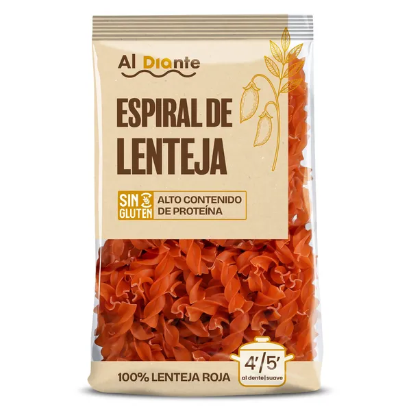 Espirales 100% de lenteja roja Dia Al Diante 250 g 2