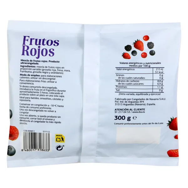 Frutos rojos congelados Dia Fruticampo 300 g 3