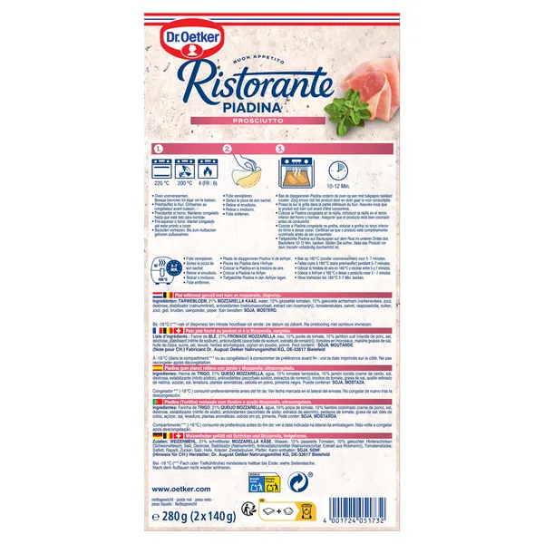 Pizza piadina prosciutto Dr. Oetker Ristorante caja 280 g 3