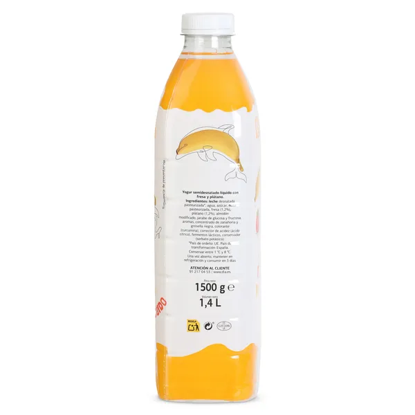 Yogur líquido sabor fresa y plátano Dia Láctea botella 1.5 Kg 3