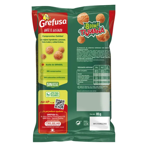 Snack de maíz boom tijuana Grefusa bolsa 85 g 2