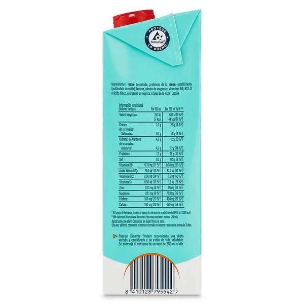Leche desnatada sin lactosa dinamic protein Pascual 1 L 5