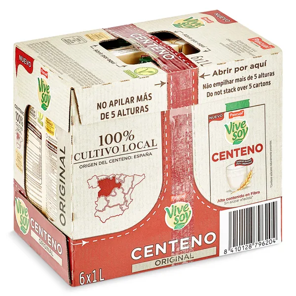Bebida de centeno Vivesoy pack 6 x 1 l