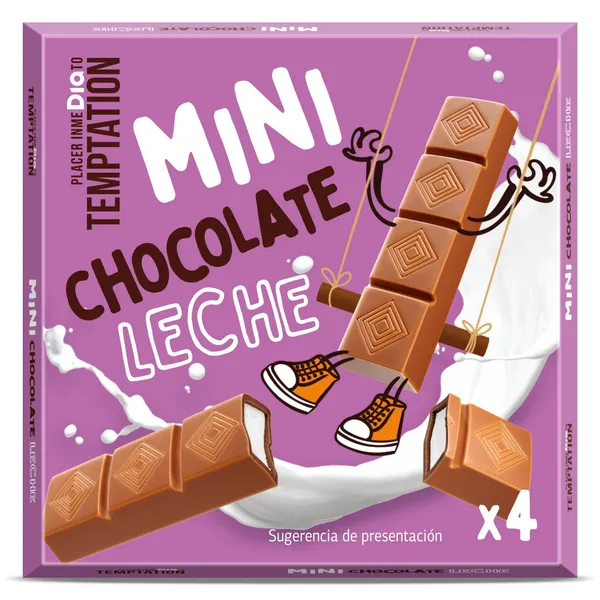 Mini barritas de chocolate con leche Dia Temptation caja 50 g 2