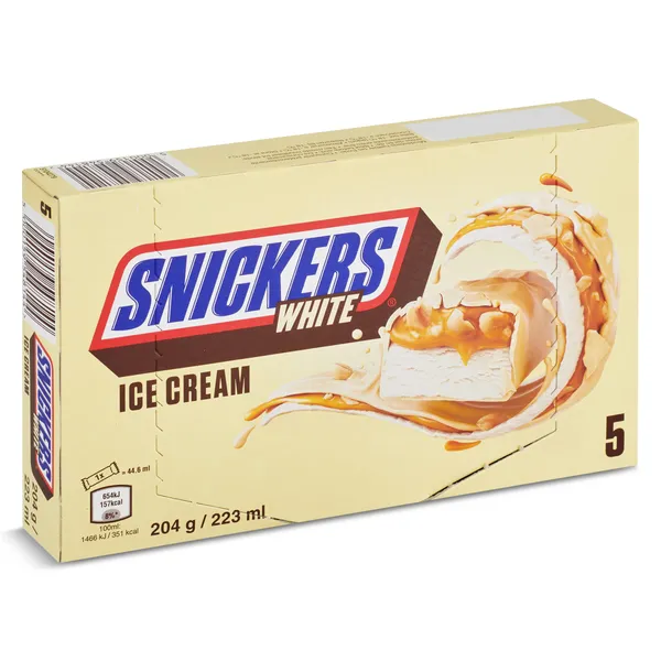 Helado barrita chocolate blanco 5 unidades Snickers caja 200 g