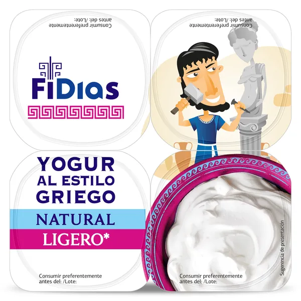 Yogur griego natural ligero Fidias de Dia pack 4 x 125 g 2