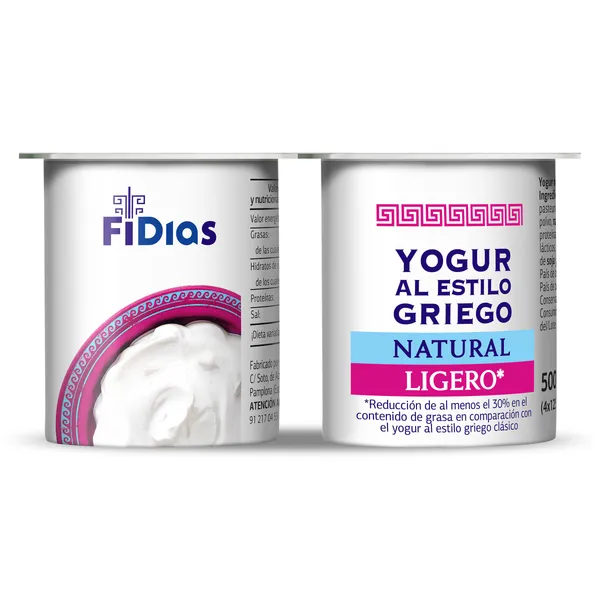 Yogur griego natural ligero Fidias de Dia pack 4 x 125 g 3