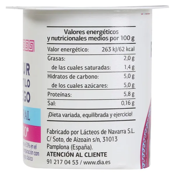 Yogur griego natural ligero Fidias de Dia pack 4 x 125 g 5