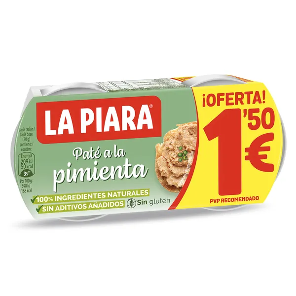 Paté a la pimienta La piara pack 2 x 75 g