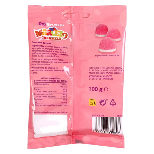 Golosinas besitos de fresa Dia Marcelo Caramelo bolsa 100 g 3