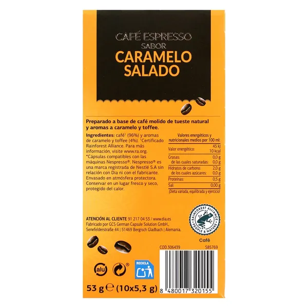 Cápsulas de café caramelo Dia Arom'arte 10 unidades 4