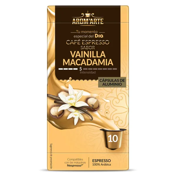 Café en cápsulas espresso vainilla Macademia Arom'arte de Dia caja 10 unidades 2