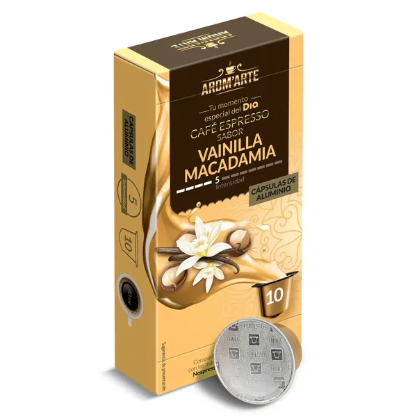 Café en cápsulas espresso vainilla Macademia Arom'arte de Dia caja 10 unidades