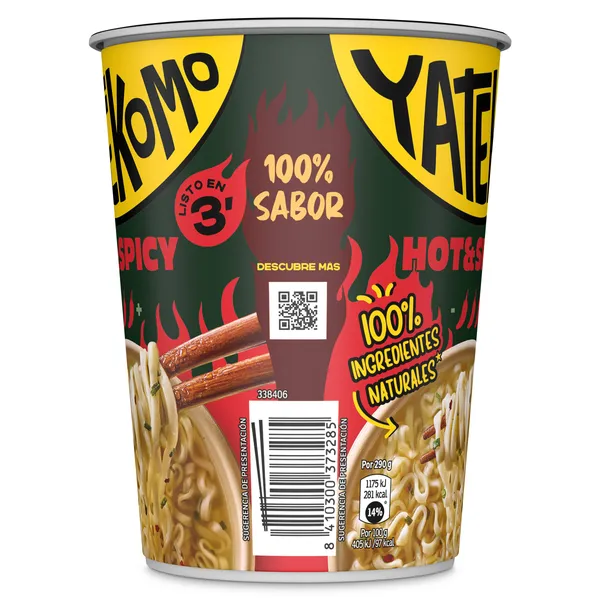 Fideos orientales hot & spicy Gallina Blanca Yatekomo vaso 60 g 3