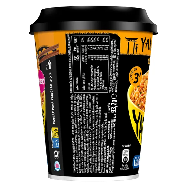 Noodles curry yakisoba Gallina Blanca Yatekomo 93 g 2