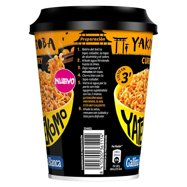 Noodles curry yakisoba Gallina Blanca Yatekomo 93 g 3