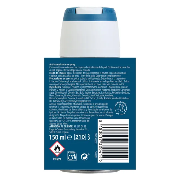 Desodorante antitranspirante hombre dry & protect Imaqe de Dia spray 150 ml 2
