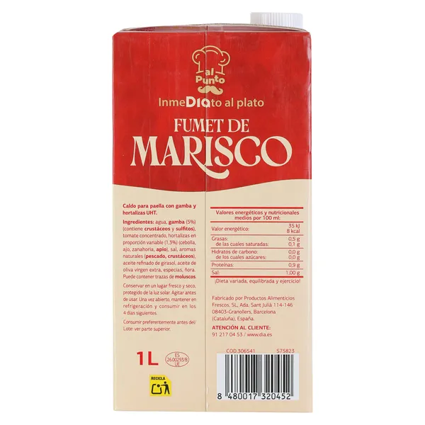 Fumet de marisco 100% natural Dia Al punto brik 1 L 5