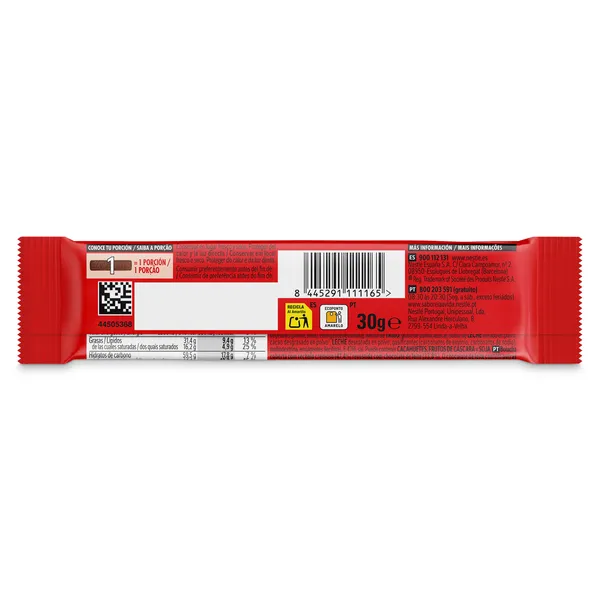 Barrita de galleta y chocolate con leche Nestlé Extrafino bolsa 1 unidad 2
