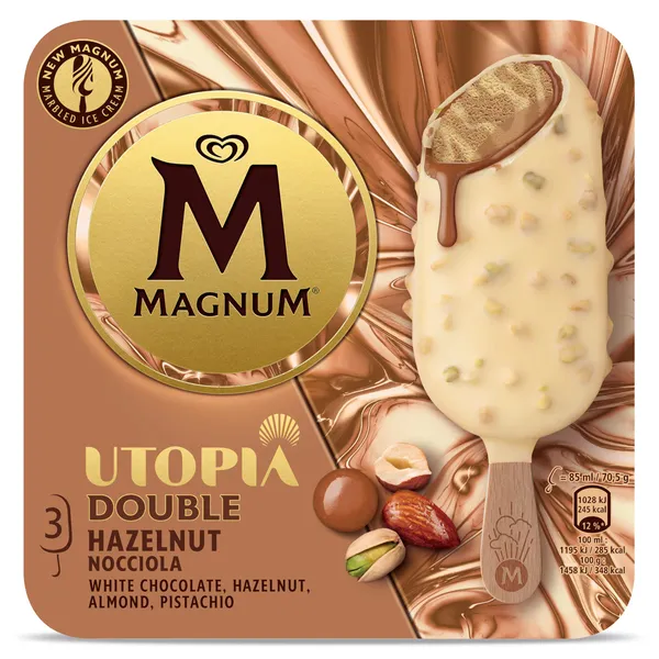 Magnum Utopía doble avellana 3 x 70,5 g 2