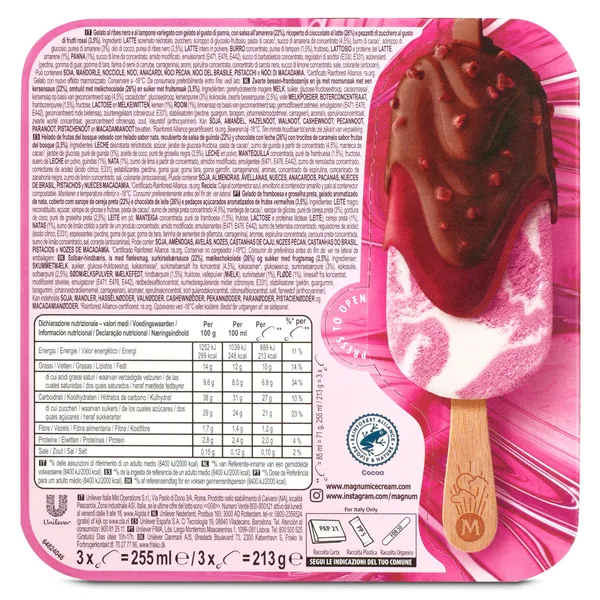 Helado bombón doble cherry Utopía 3 unidades Magnum caja 213 g 3