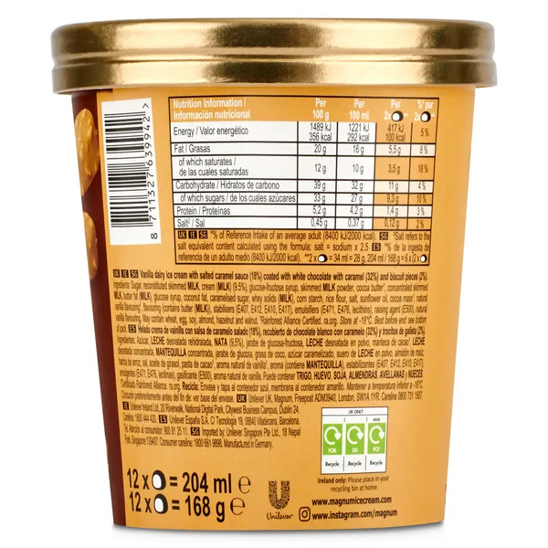 Bombones helados gold caramelo salado 12 unidades Magnum 168 g 2