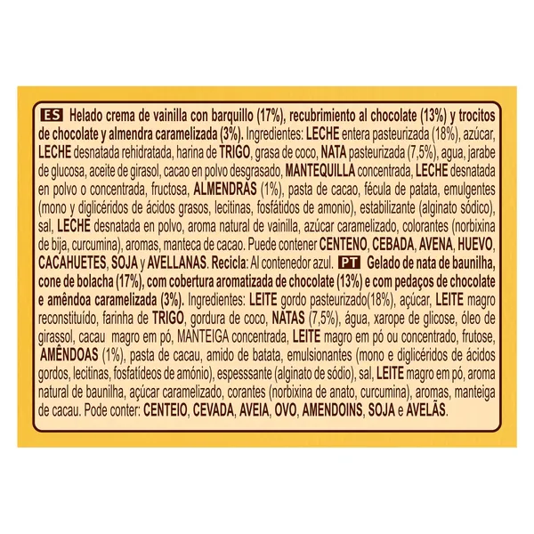 Helado cono de vainilla 4 unidades Cornetto caja 240 g 2