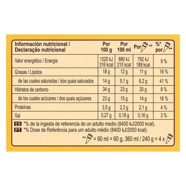 Helado cono de vainilla 4 unidades Cornetto caja 240 g 3