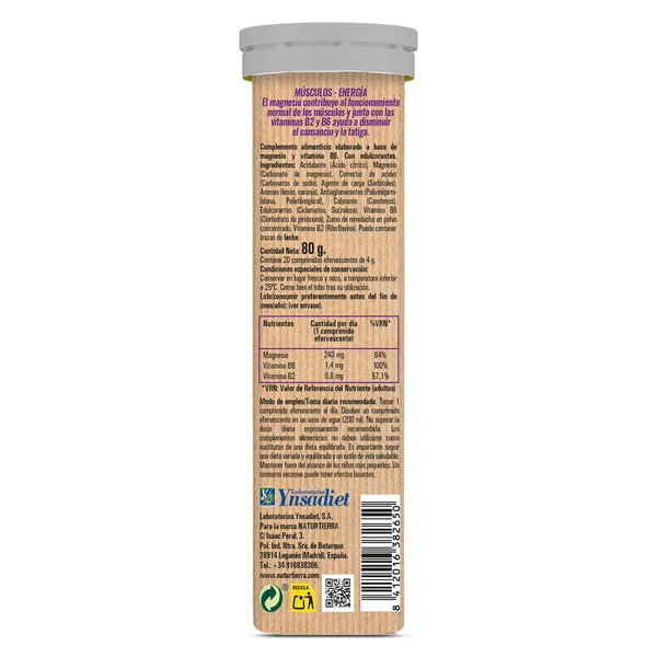 Magnesio + Vitamina B2 y B6 Natur Tierra tubo 20 unidades 2