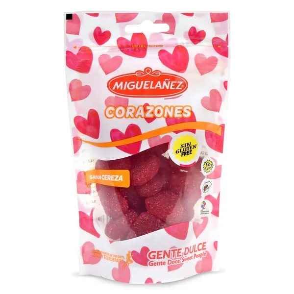 Golosinas corazones sabor cereza Migueláñez 125 g 2