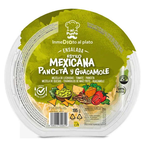 Ensalada estilo mexicana panceta y guacamole Al Punto Dia bandeja 195 g 2