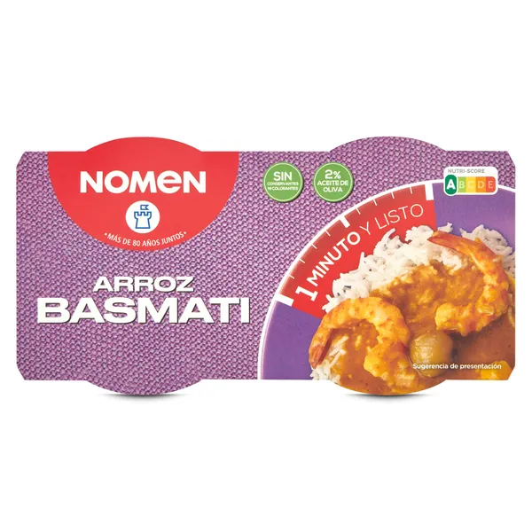 Vasos de arroz basmati Nomen 2 x 125 g 2