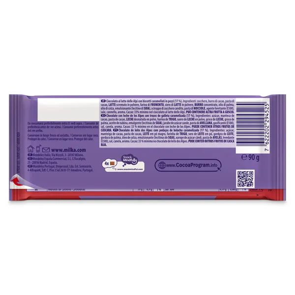 Chocolate con leche con trozos biscoff lotus Milka 90 g 2