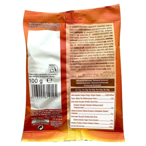 Caramelos blanditos sabor toffee Pictolin bolsa 100 g 2