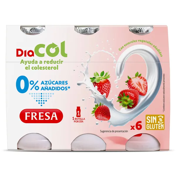 Bebida láctea de fresa 0% azúcares añadidos Diacol 6 x 100 g 2