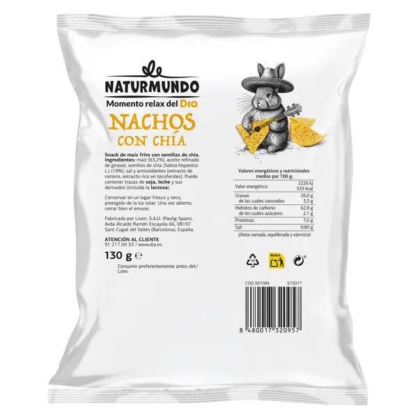 Nachos con chía Dia Naturmundo 130 g 2