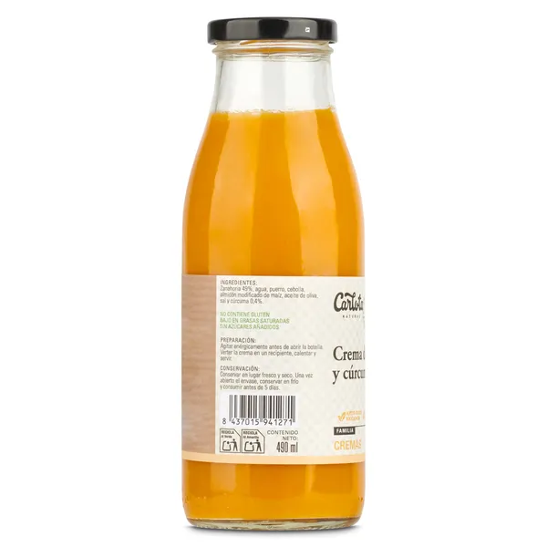 Crema de zanahoria y cúrcuma Carlota natural botella 500 g 3