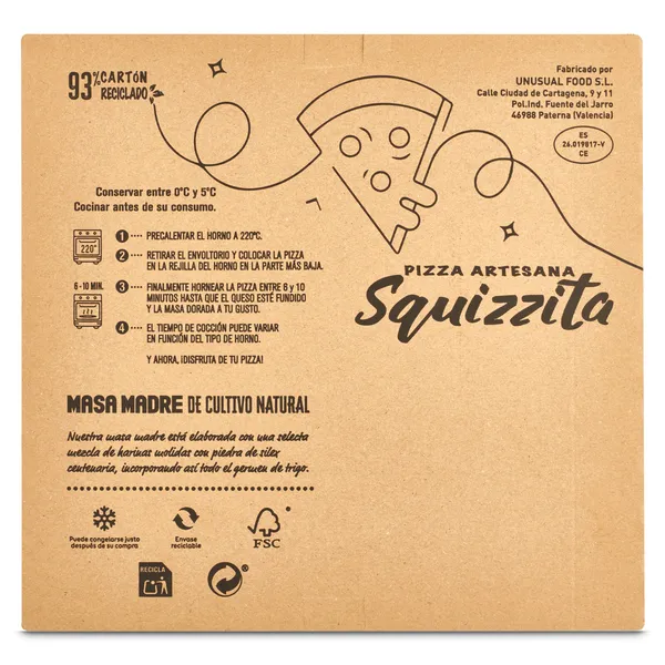 Pizza artesana pulled pork Squizzita caja 440 g 2