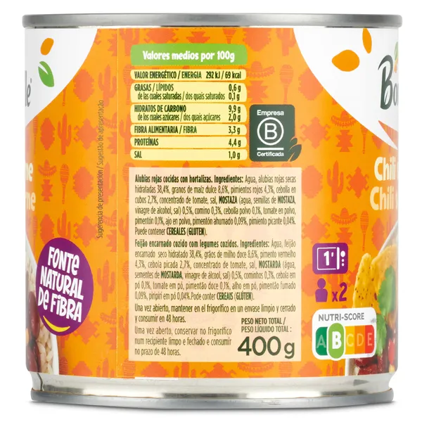 Chilli sin carne Bonduelle lata 400 g 2