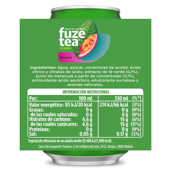 Fuze tea de maracuyá 330 ml 3